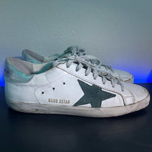 Golden Goose Superstars White, Silver, Dark Green Sz 40 - 9.5/10 [Clean!] - Picture 1 of 8